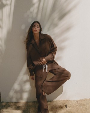 Adanola Bawełniane Pull On Pants Czekolada Brązowe | SN-ADA56653