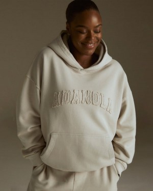 Adanola Distressed Varsity Oversized Hoodie Szare | SN-ADA56517