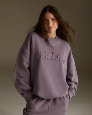 Adanola Distressed Varsity Oversized Sweatshirt Fioletowe | SN-ADA56508