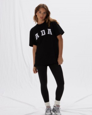 Adanola Krótkie Sleeve Oversized T-shirt Czarne | SN-ADA56445