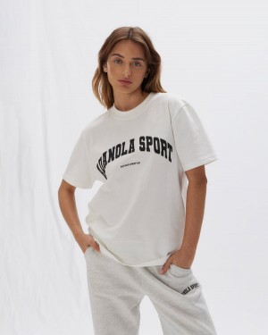 Adanola Nola Sportowe Krótkie Sleeve Oversized T-shirt Białe | SN-ADA56495