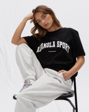 Adanola Nola Sportowe Krótkie Sleeve Oversized T-shirt Czarne | SN-ADA56496