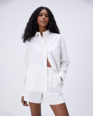 Adanola Oversized Bawełniane Shirt Białe | SN-ADA56452