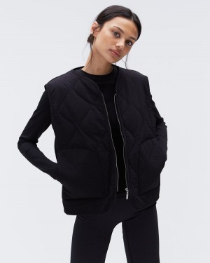 Adanola Pikowana Nylon Gilet Czarne | SN-ADA56667