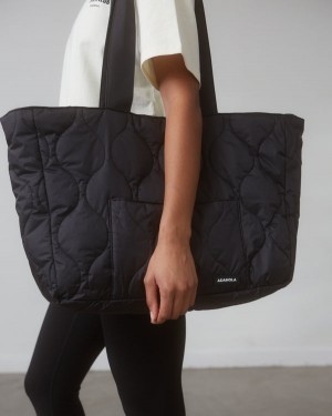 Adanola Pikowana Nylon Tote Bag Czarne | SN-ADA56683