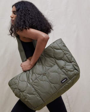 Adanola Pikowana Nylon Tote Bag Oliwkowe Zielone | SN-ADA56682