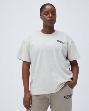 Adanola Retro Sportowe Krótkie Sleeve Boxy T-shirt Szare | SN-ADA56488