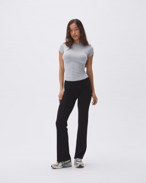 Adanola Rib Fold Over Pants Czarne | SN-ADA56657