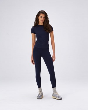 Adanola Ultimate Krótkie Sleeve Longline Top Granatowe Niebieskie | SN-ADA56476