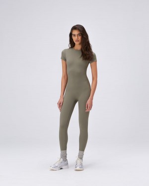Adanola Ultimate Krótkie Sleeve Unitard Oliwkowe Zielone | SN-ADA56631