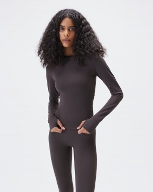 Adanola Ultimate Long Sleeve Longline Top Kawa | SN-ADA56482