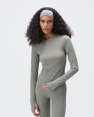 Adanola Ultimate Long Sleeve Longline Top Oliwkowe Zielone | SN-ADA56483