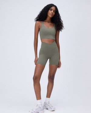Adanola Ultimate Wrap Over Crop Shorts Oliwkowe Zielone | SN-ADA56604
