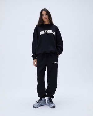 Adanola Varsity Oversized Sweatpants Czarne | SN-ADA56539