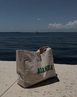 Adanola Varsity Tote Bag Kremowe Zielone | SN-ADA56675