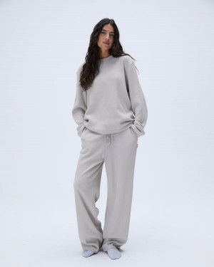 Adanola Waffle Prosty Leg Lounge Pants Szare | SN-ADA56664