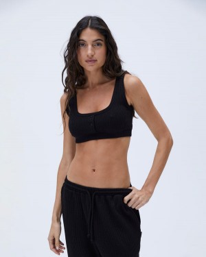 Adanola Waffle Scoop Bra Czarne | SN-ADA56499