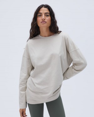 Adanola Washed Long Sleeve Boxy T-shirt Szare | SN-ADA56446
