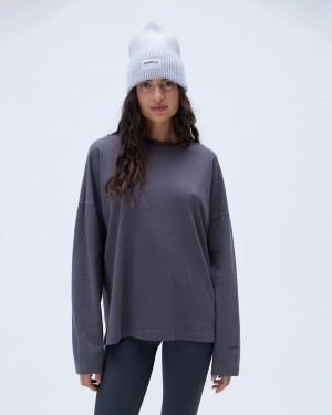 Adanola Washed Long Sleeve Boxy T-shirt Szare | SN-ADA56505