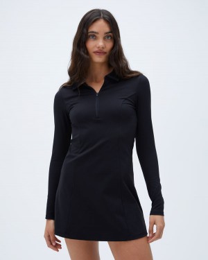 Adanola Zip Front A-line Sukienki Czarne | SN-ADA56650